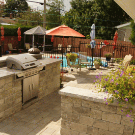 Pool Side Lounging Area, BBQ Cooking Counter, Walkway & SOD