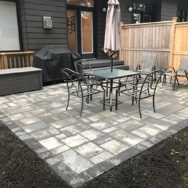 Interlock Patio, Cedar Privacy Fence and PVC Stairs