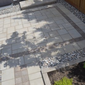 Patio in Backyard with Walkway